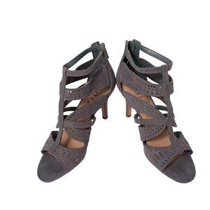 Unisa Women 3 inch Stilettos Faux Blue Suede Zip Closure Cut Out Details Size 7M